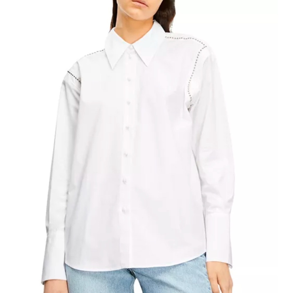 The Kooples White Button Up Shirt with Stud Details Size Small